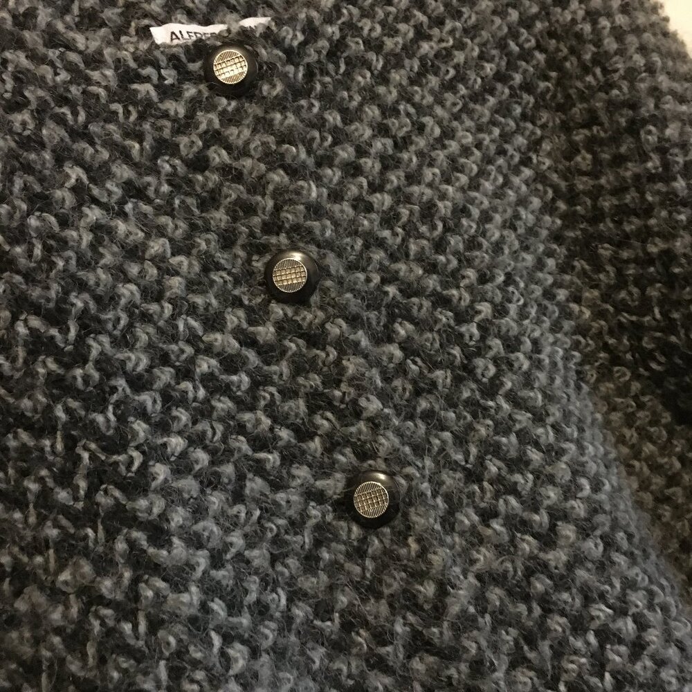 Alfred Dunner USA Made Black White Mohair Blend Button Down Cardigan Size 14 - Picture 5 of 15